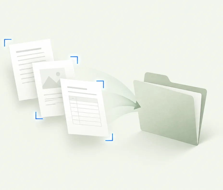 Illustration of scanned pages going into a folder